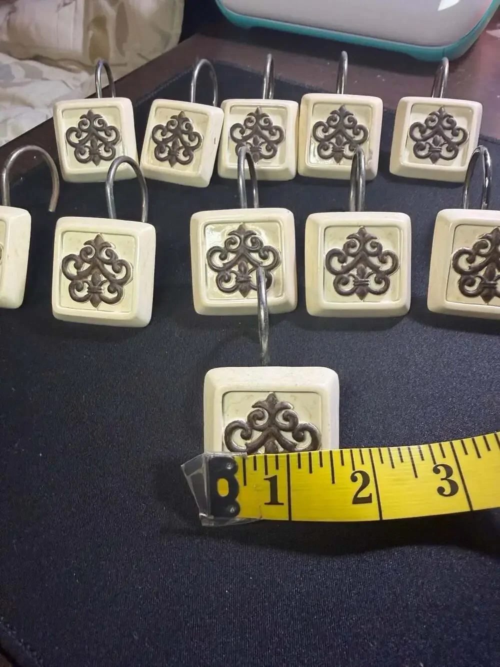 Vintage Square Shower Curtain Hooks Set of 11